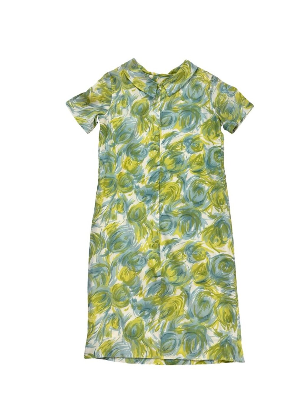 Vintage Sheer-Test 1960s Abstract Print Shift Dress Mod Jackie O Style L